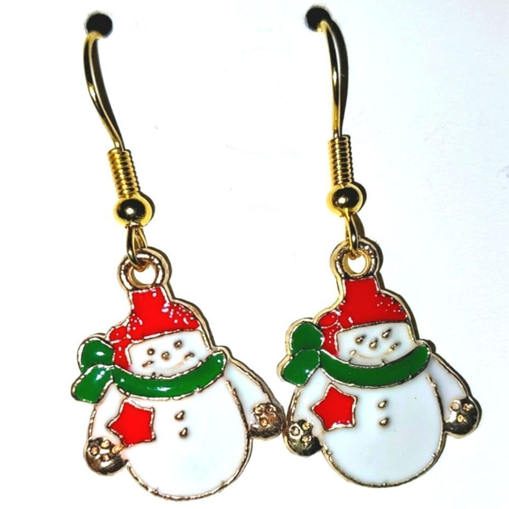 Super cute festive snowman holiday earrings